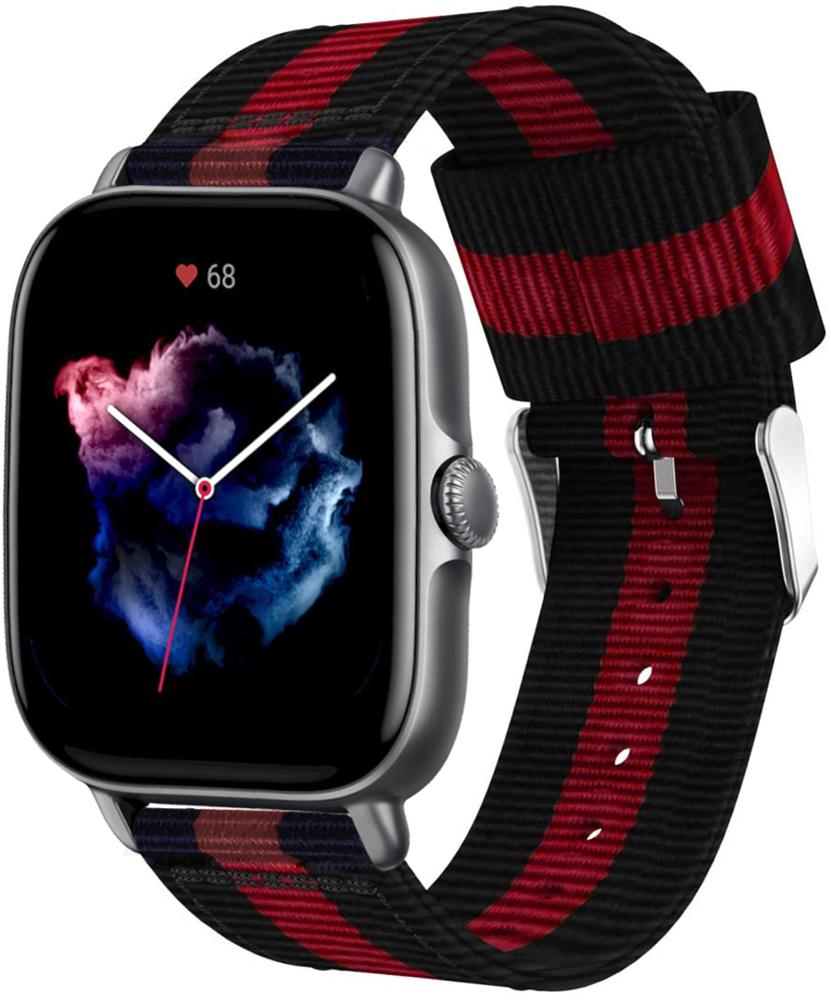 Браслет тканинний Canvas для Amazfit GTS 3 Black/Red (25326) Браслет тканинний Canvas для Amazfit GTS 3 Black/Red (25326)