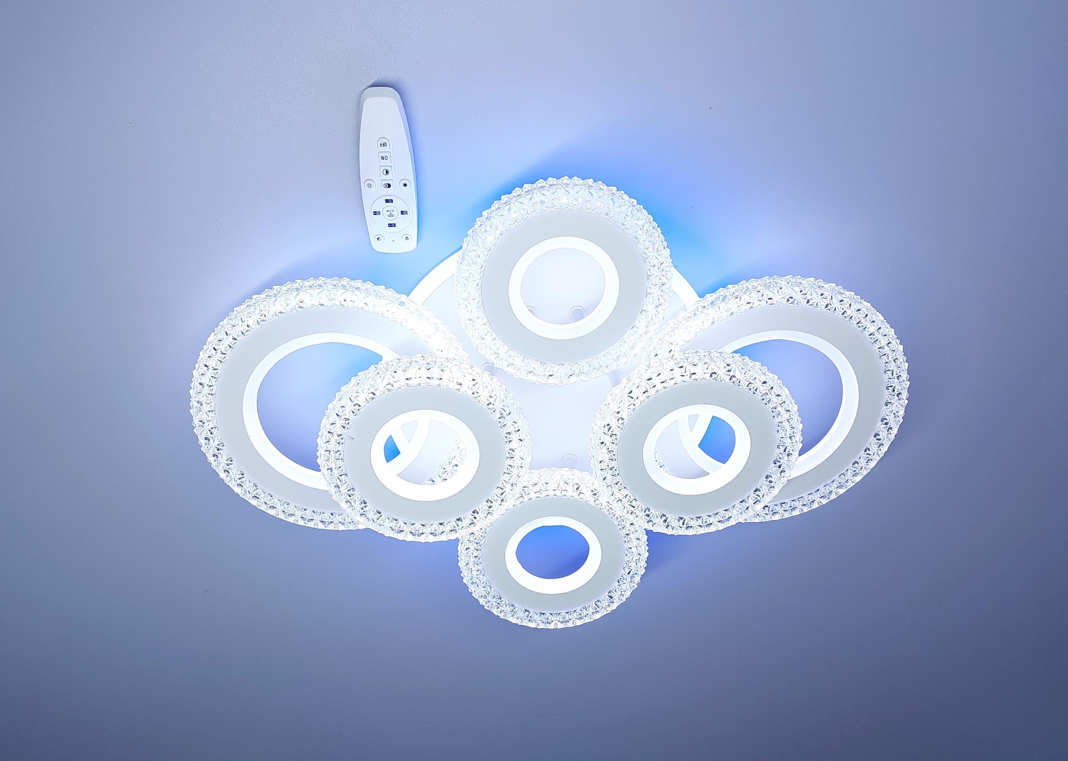 Люстра светодиодная 85R/4+2 WH+RGB с подсветкой 175/28W Белый (18205238)