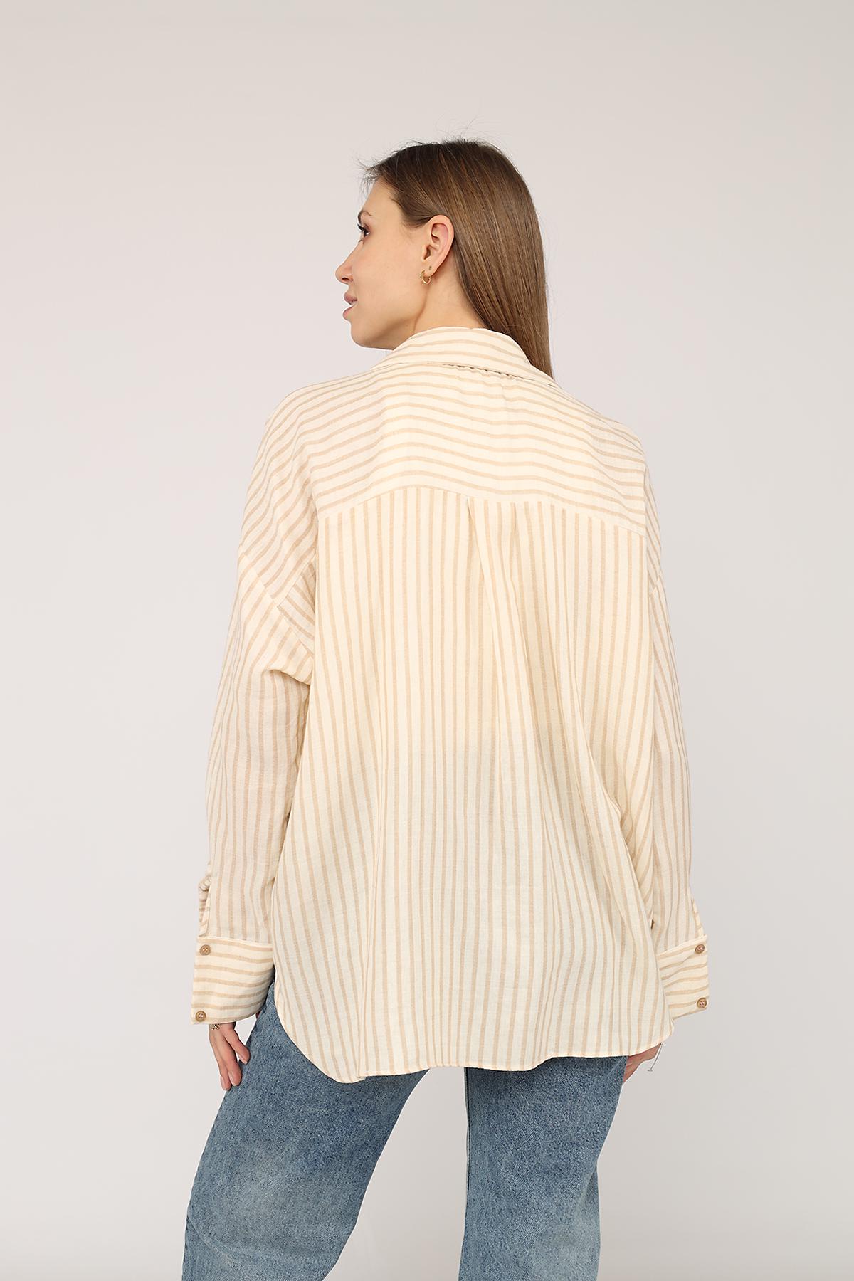 Сорочка з довгим рукавом ЦБ-00269355 жіноча р. 48 Бежевий (SKT001043166) - фото 4 Сорочка з довгим рукавом ЦБ-00269355 жіноча р. 48 Бежевий (SKT001043166) - фото 4