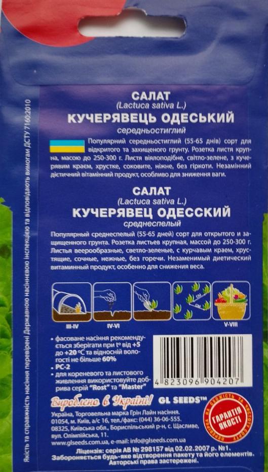 Салат Кучерявець Одеський GL Seeds For Hobby середньопізній 2 г (RS-00929) - фото 2