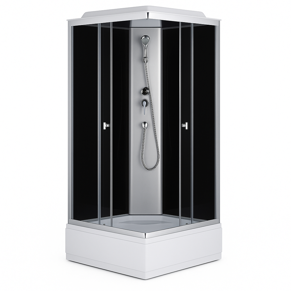 Душовий бокс KO&PO 175 G 90х90х215 см середній піддон сатин прозоре скло розсувні двері (C15575)