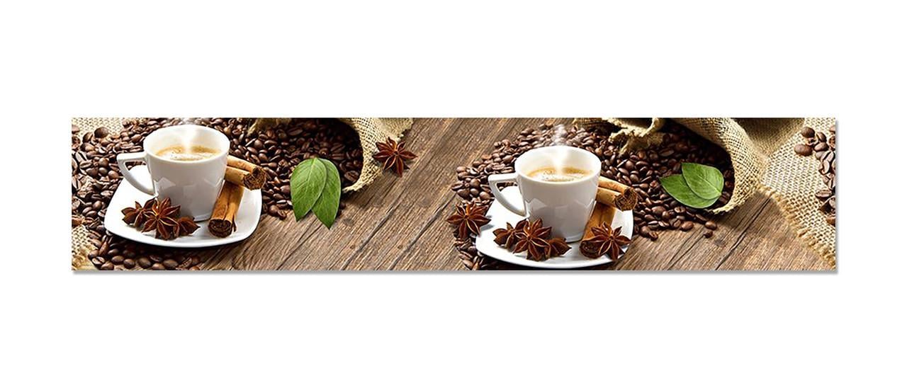 Кухонный фартук Ароматный кофе из самоклеющейся виниловой пленки 60х300 см Коричневый