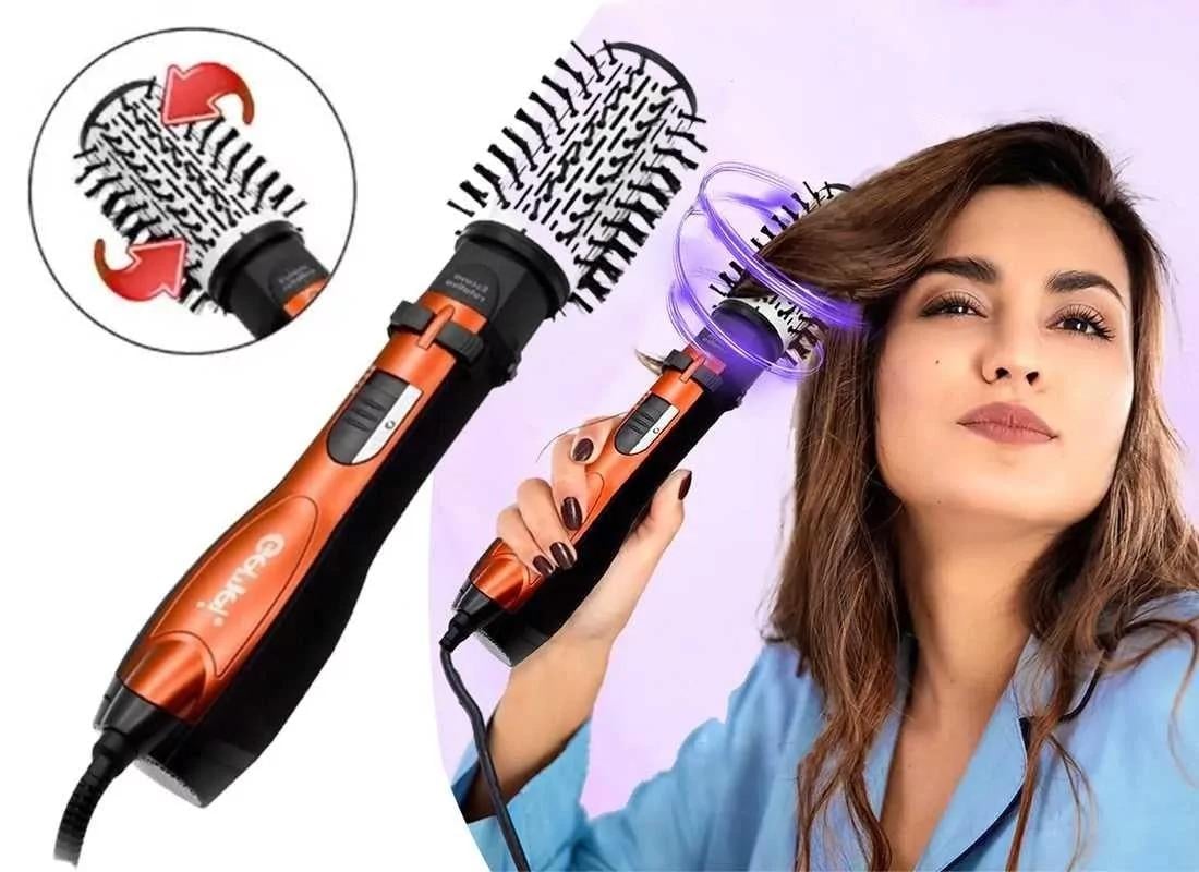 Фен щітка браш для укладання волосся, обертається 3в1 Gemei GM-4828 (L) - фото 2