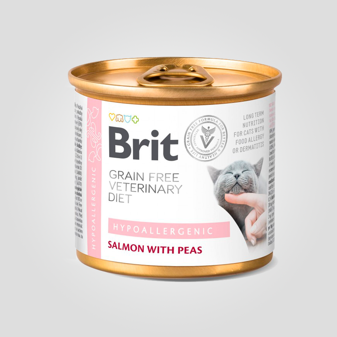 Корм вологий Brit GF VetDiet Hypoallergenic для котів з харчовою алергією та непереносимістю з лососем 200 г (2182930325)