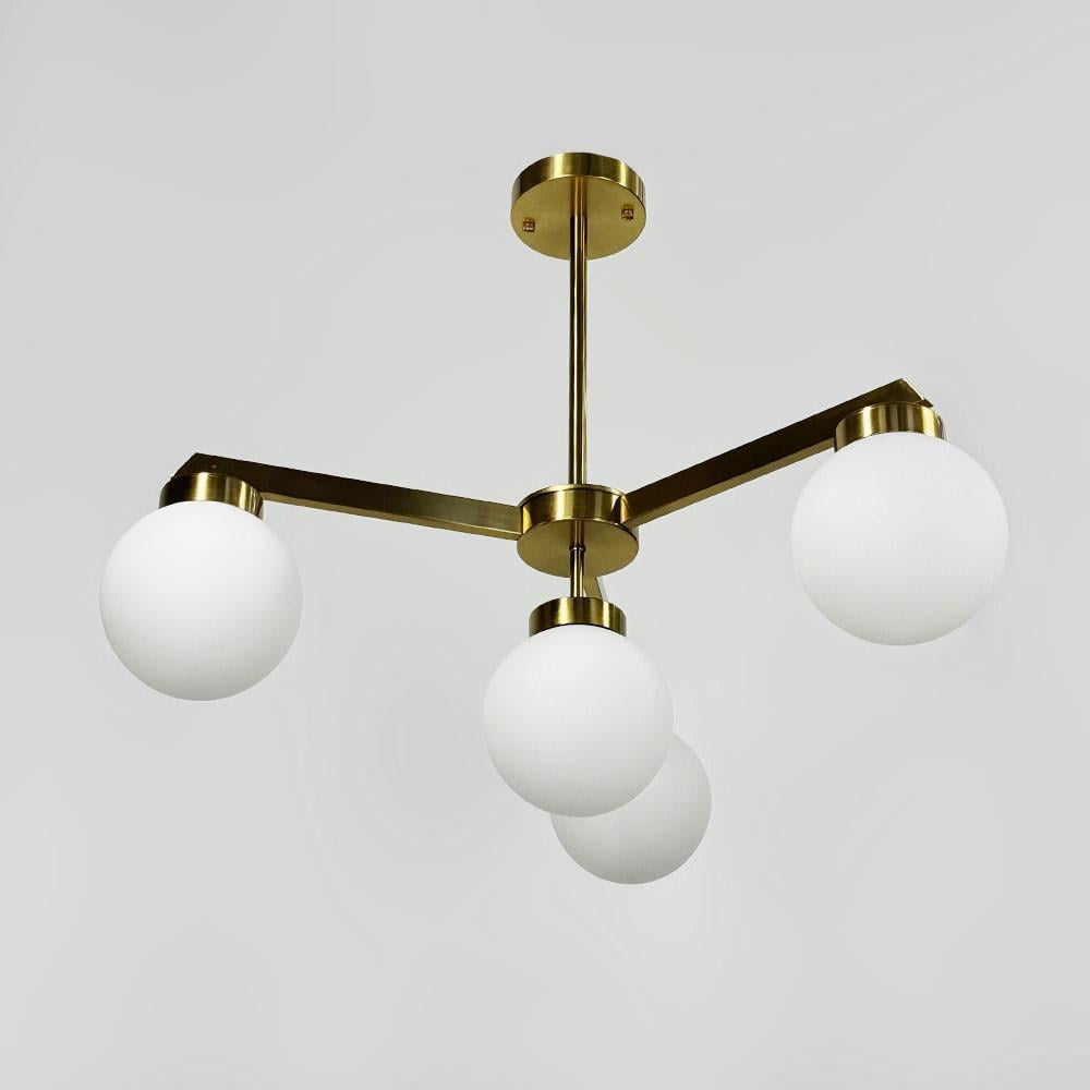 Люстра на 4 белых плафона Ø 60 см Латунь (SGJ6/4 AB+WT)