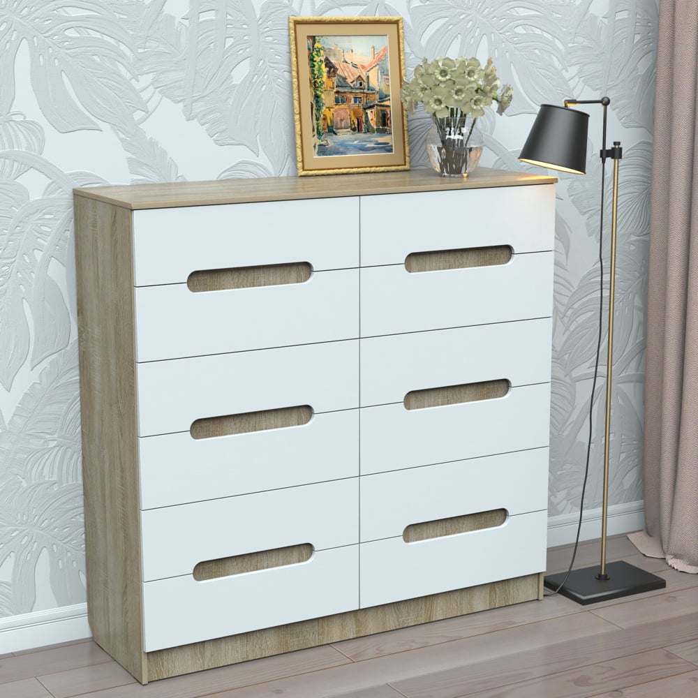 Комод Тиса Мебель 342 Дуб сонома/Белый (9003142) Комод Тиса Мебель 342 Дуб сонома/Белый (9003142)