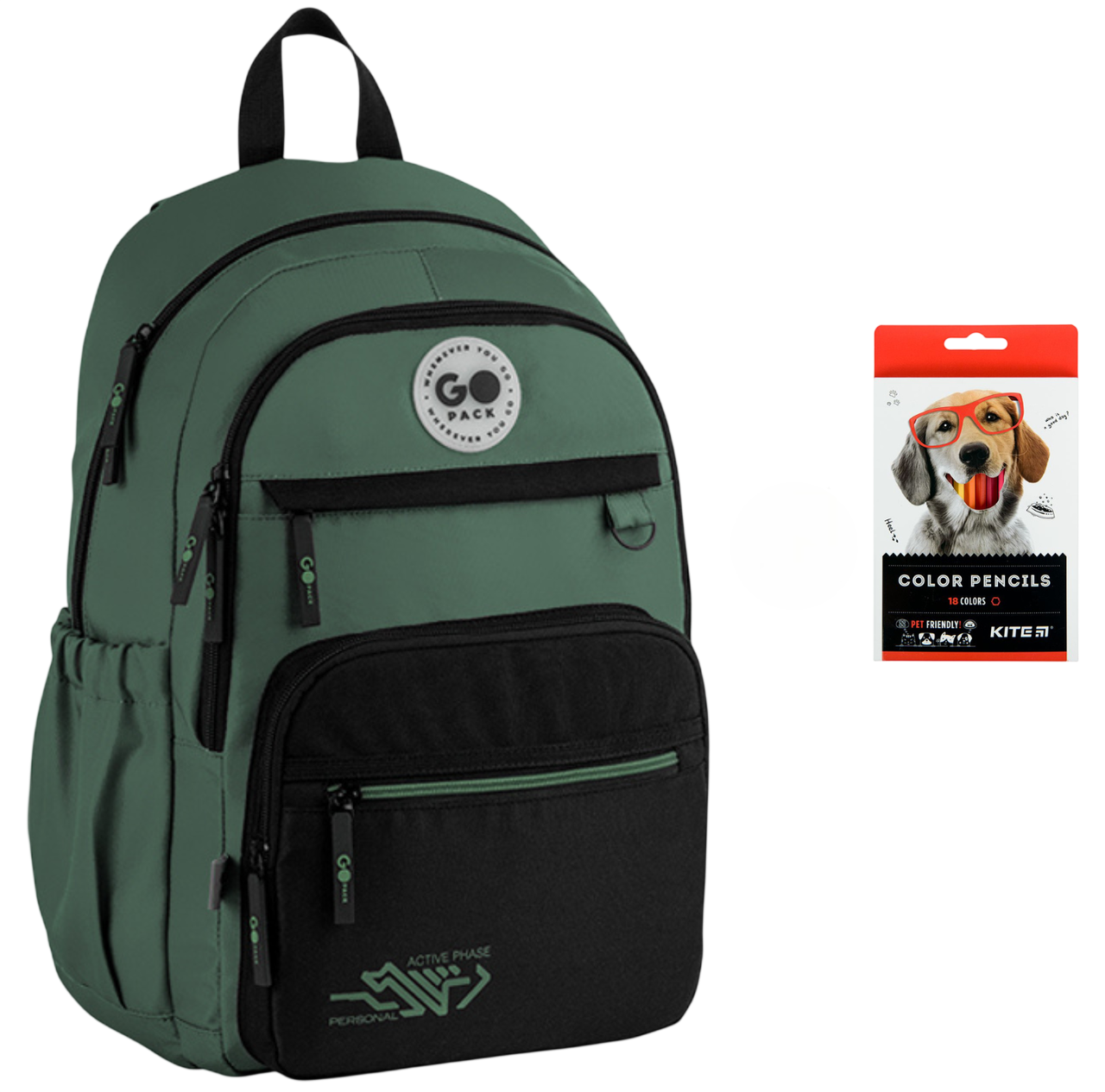 Рюкзак школьный GoPack Teens GO26-121L-3 и карандаши KITE 18 цветов (2905030978)