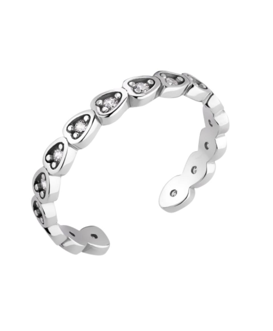 Кольцо дорожка с белыми камнями серебро 925 пробы родированное 1,67 г р. 17-17,5 (лк0412р)