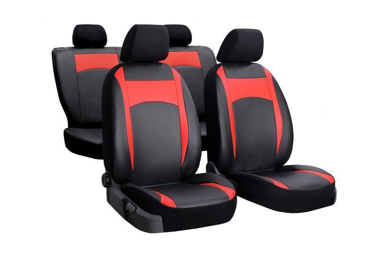 Авточехлы из экокожи для CHERY A15 2003-2014 Pok-ter Desing Leather с красной вставкой (r416677)