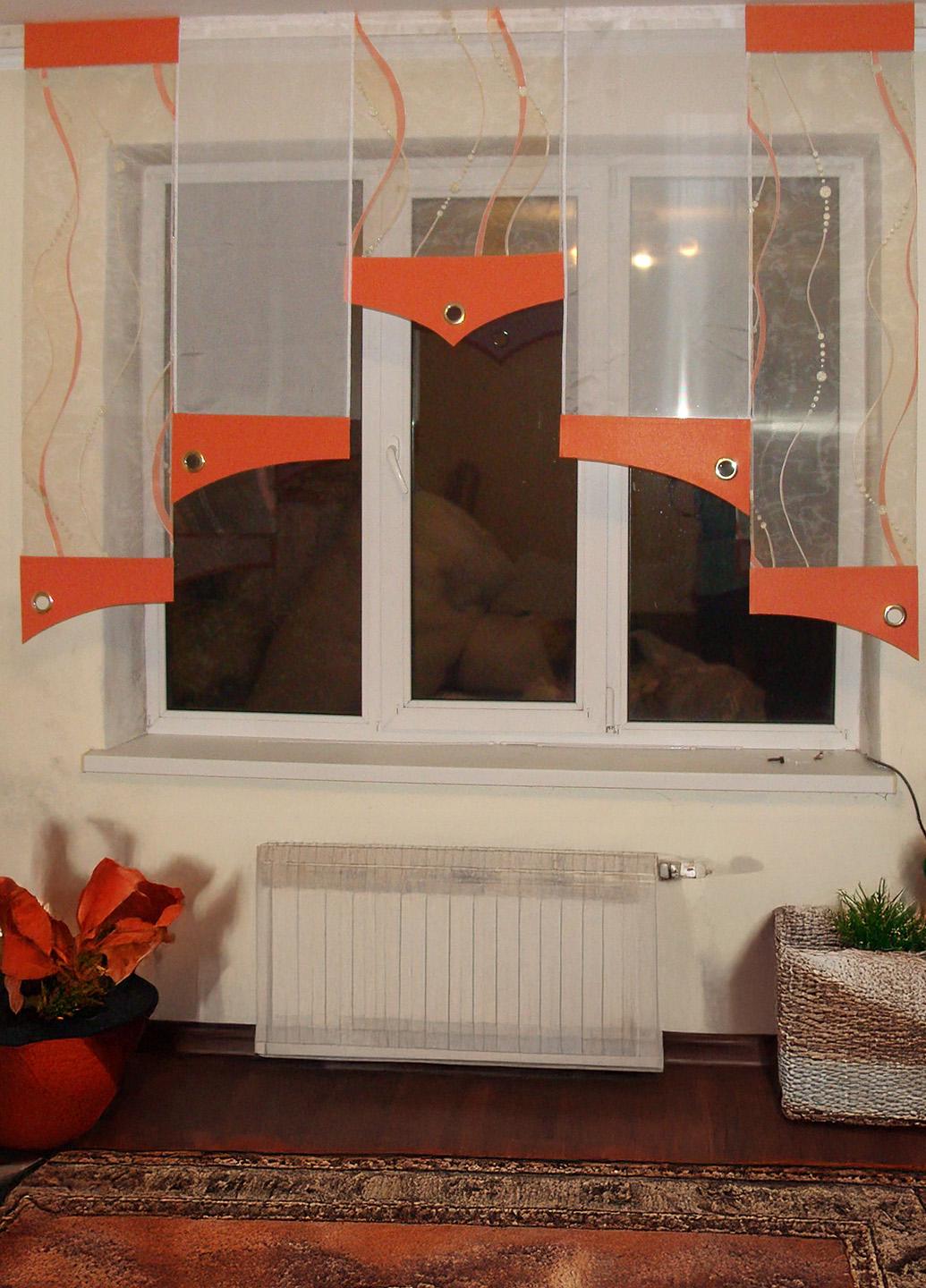 Комплект панельных занавесок Firanka Грация карниз 200 см 5 шт. Белый с оранжевым (19_3п)