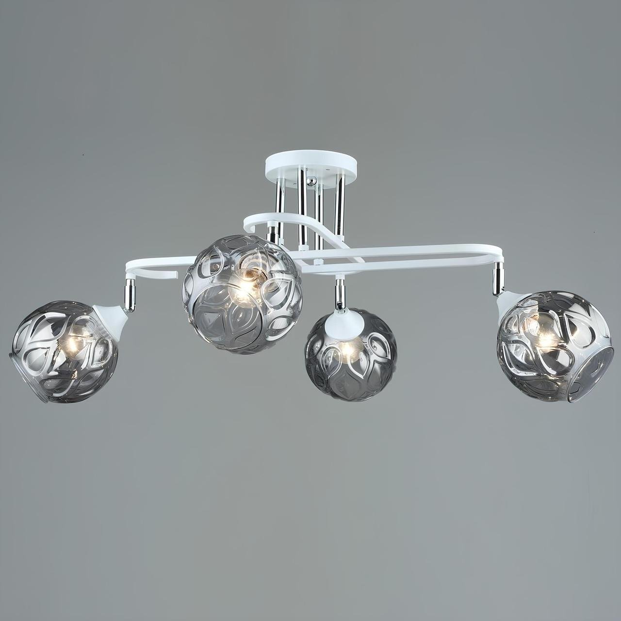 Люстра Sirius на четыре плафона под лампу Е27 Белый/Хром (B A4071/4 WT+CH)