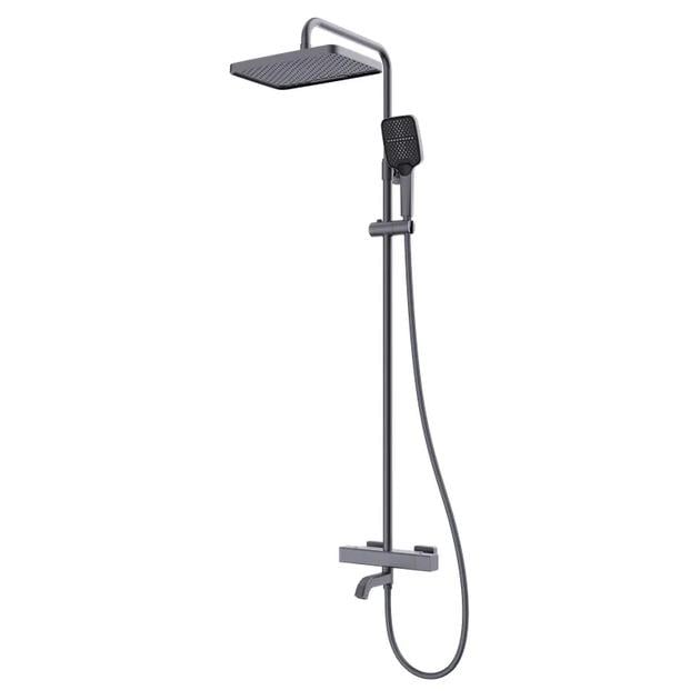 Душова колона з термостатом KOER KB-57038-07 з виливом Графітовий (KR5962)