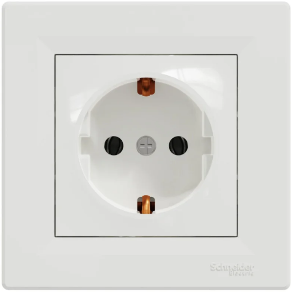 Розетка одинарная Schneider Asfora с рамкой Белый (27563877)