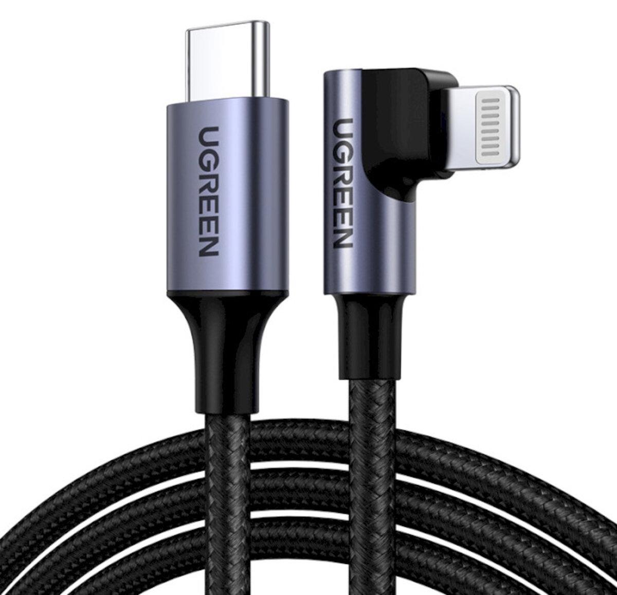 Кабель UGREEN US305 USB-C to Lightning Angled Cable Aluminum Shell Braided 1 м (UGR-60763)