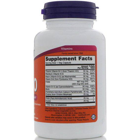 В комплекс NOW Foods Vitamin B-50 100 Veg Caps - фото 2