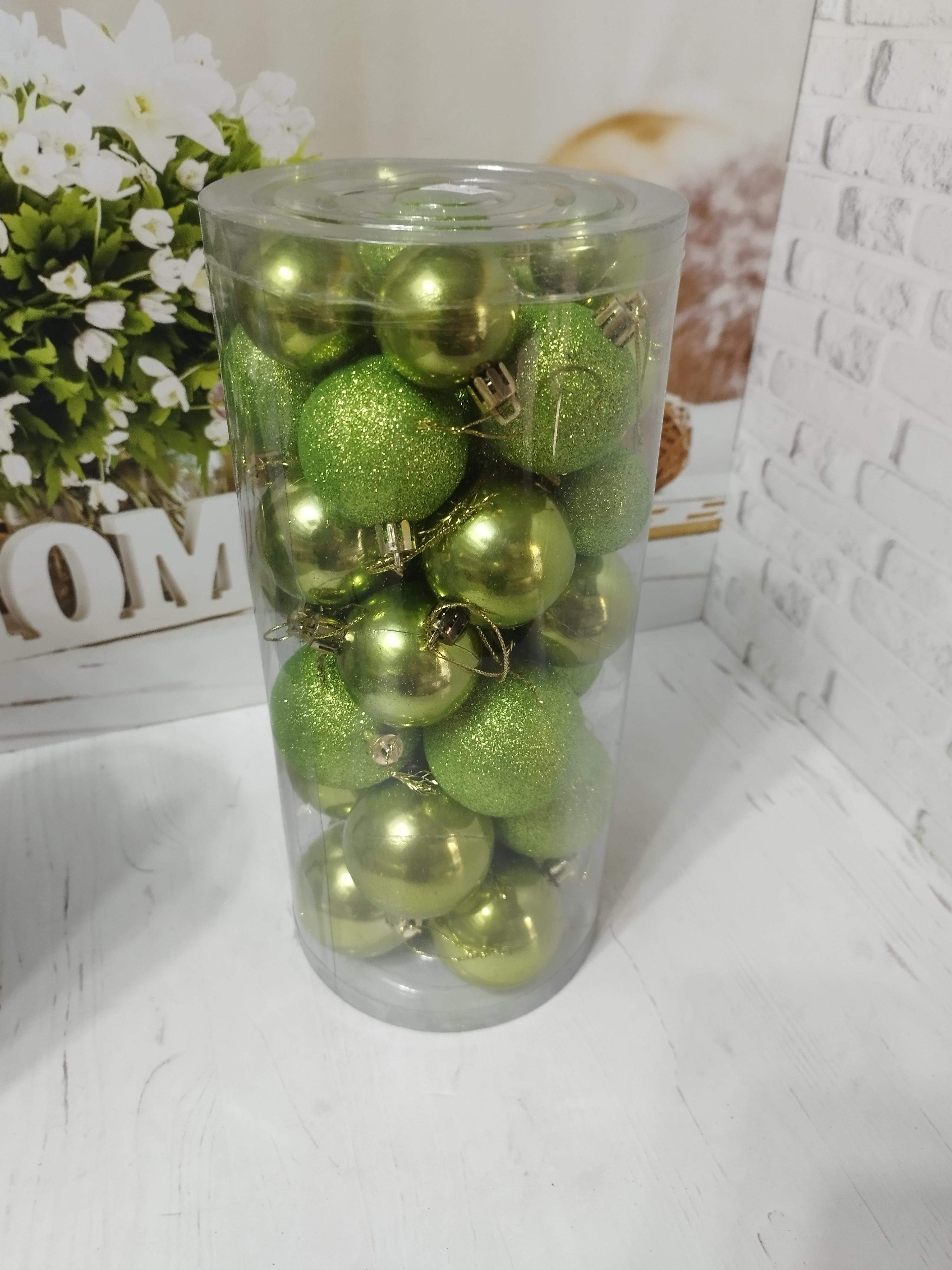 Набір новорічних куль на ялинку пластикові 6/5/4 см 38 шт. Зелений (KT654MIX-6) - фото 1 Набір новорічних куль на ялинку пластикові 6/5/4 см 38 шт. Зелений (KT654MIX-6) - фото 1
