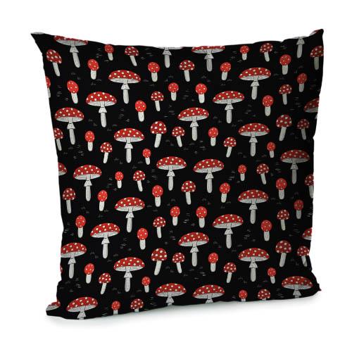 Подушка диванная из бархата Мухомори 45x45 см (45BP_24S008)