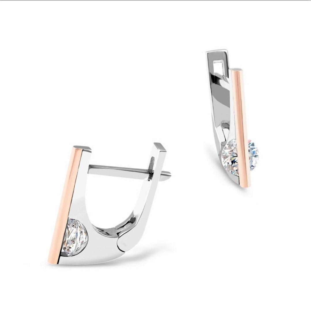 Серьги из серебра Камень с золотой пластиной 375 проба 925 проба 3,32 г (465)