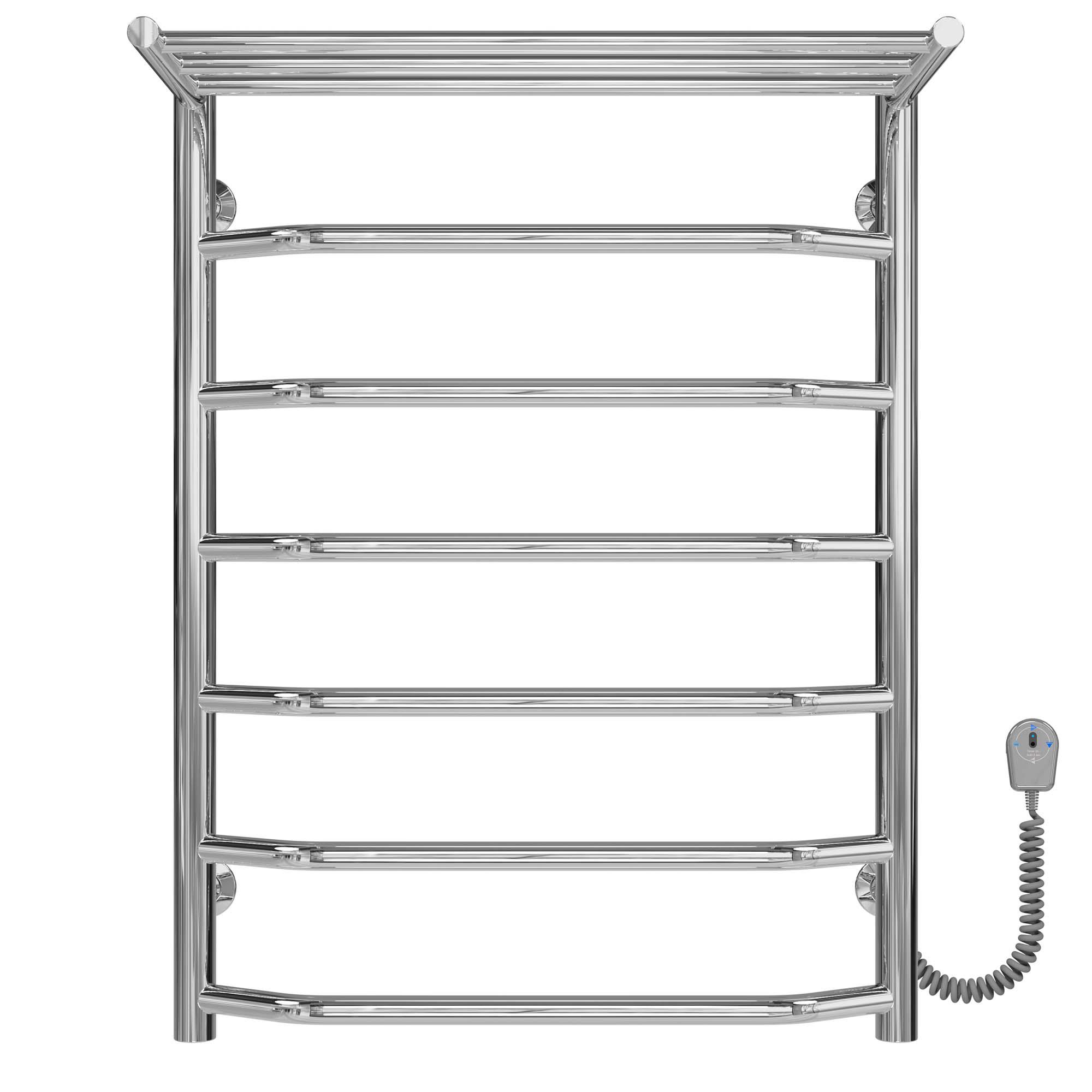 Полотенцесушитель электрический с полкой Deffi Трапеция П7 EF16 правое подключение нержавеющая сталь 500х700 см Хром (C.TP.60.50.5.E.C.R.5)