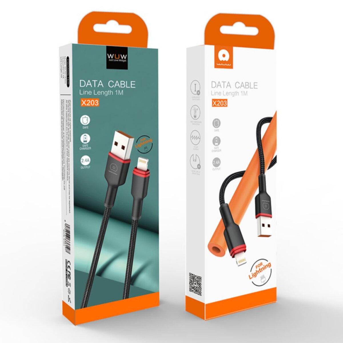 Кабель Wuw X203 USB to Lightning 2.4A 1 м Черный - фото 6