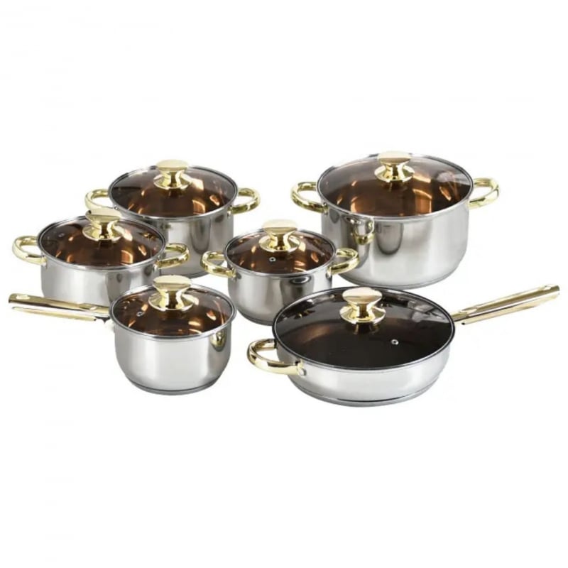 Набор кухонной посуды LB-1105 из нержавеющей стали и стеклянными крышками (tf4540)