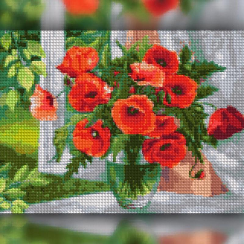 Алмазная мозаика The Wortex Diamonds Букет Маков 50x60 см (TWD10015XL)