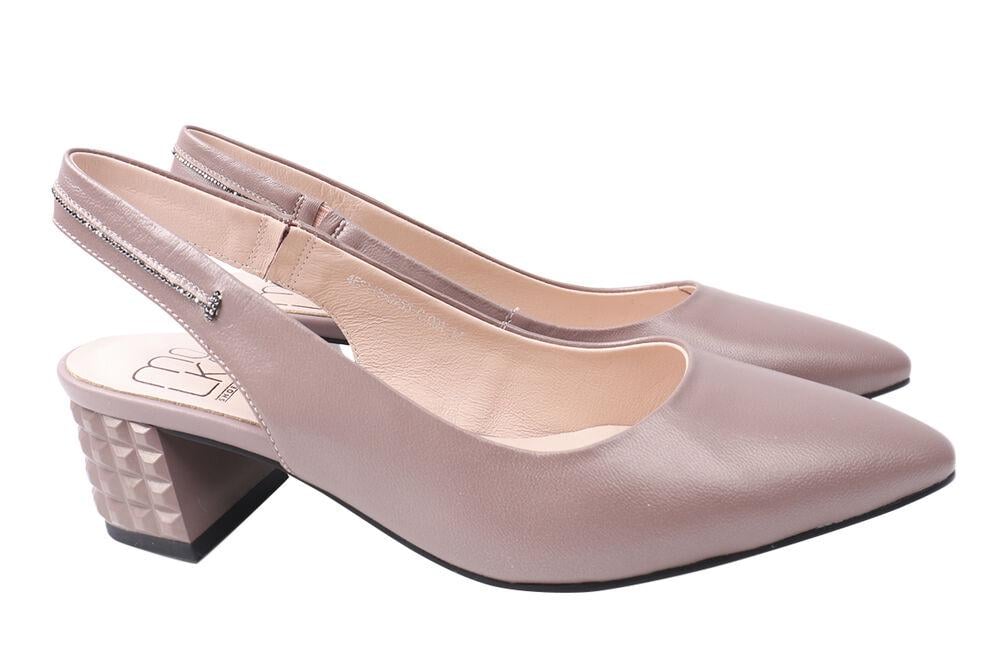 Туфли женские Molka из кожи на большом каблуке с открытой пятой р. 36 Капучино (161-21LT)