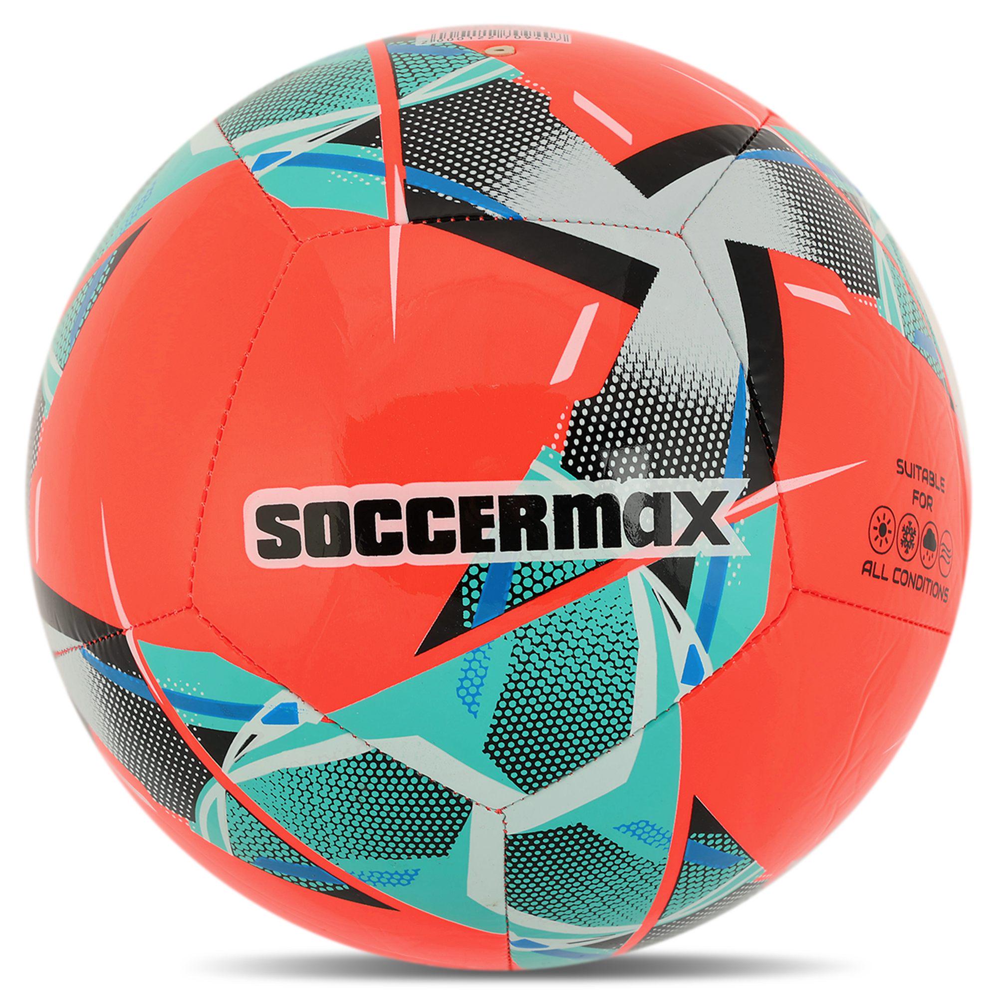 Мяч футбольный SOCCERMAX FB-4137 Гриппи сшит вручную PU №5 4 слоя (FB-4137_Красный)
