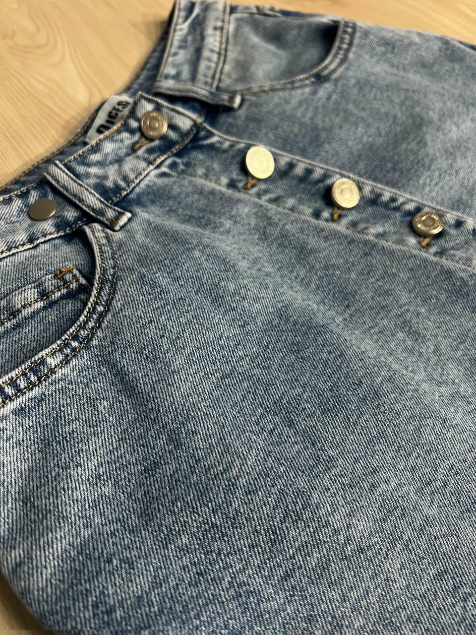 Шорти спідниця жіночі Dicesil 6003 джинсові на запах ґудзики короткі р. 30 Блакитний (4218) - фото 5