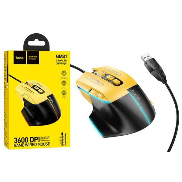 Компьютерная мышь Hoco GM31 Overlord Luminous Gaming Wired Mouse Оранжевый (23693141)
