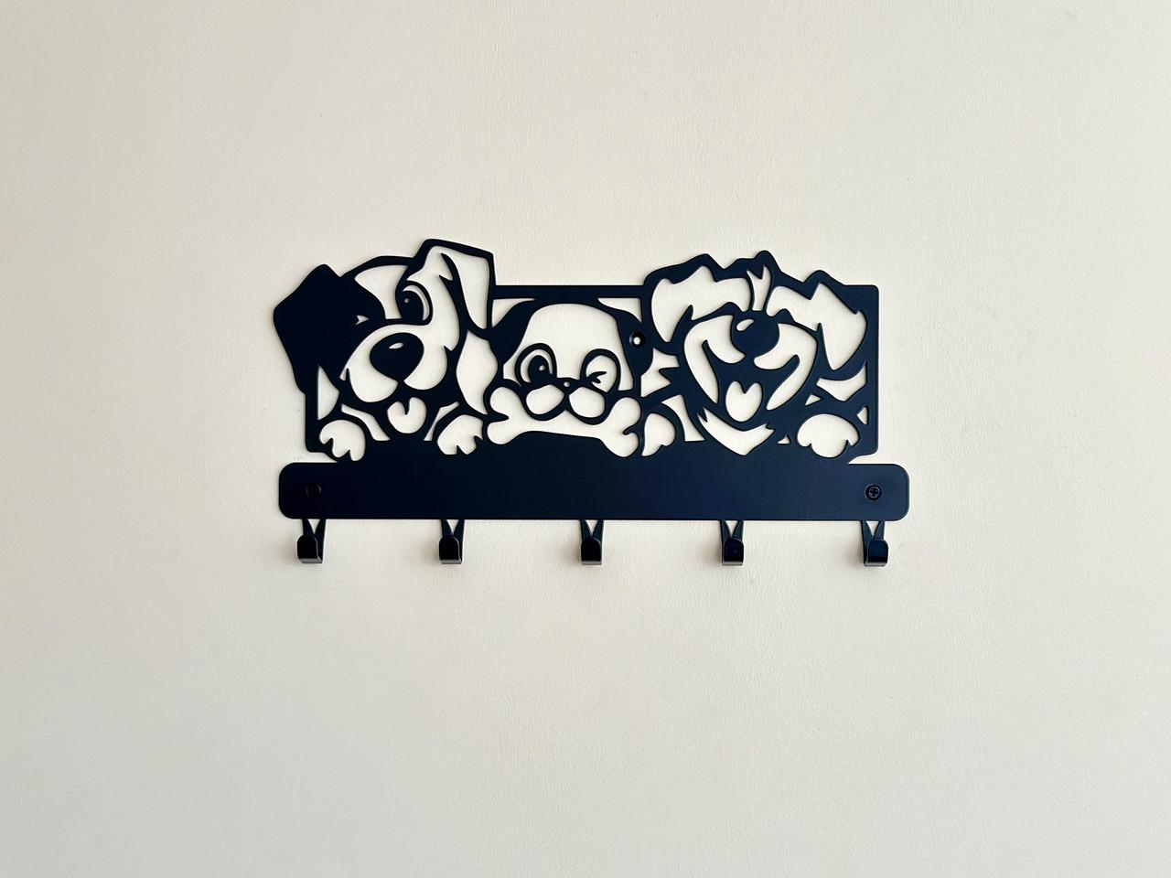 Вішалка для одягу та аксесуарів Песики 5 гачків ширина основи для гачків 40 см (2702256M) - фото 3