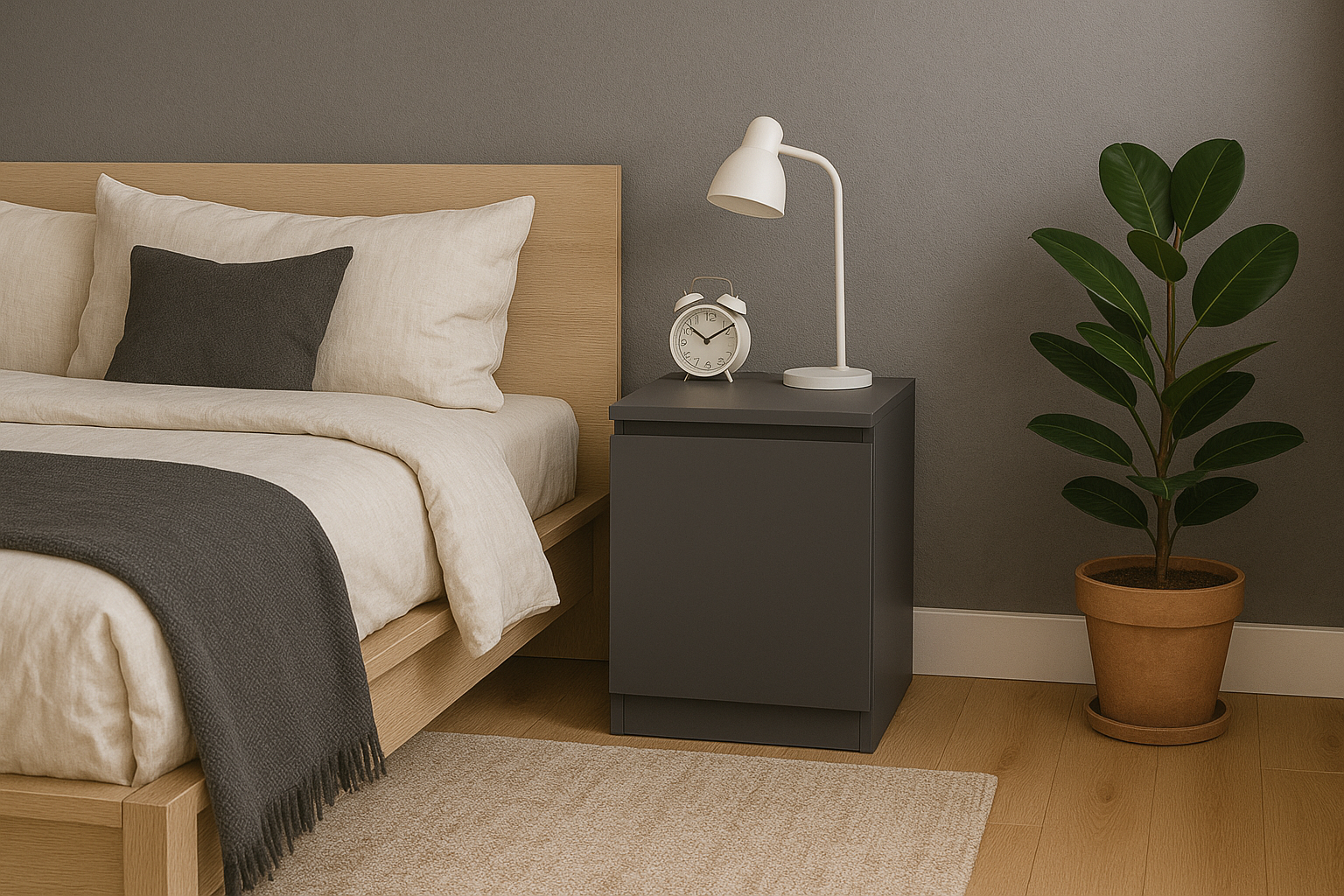 Тумба приліжкова MEBEX 50х40х54,5 см Сірий темний (VS2D500DG)