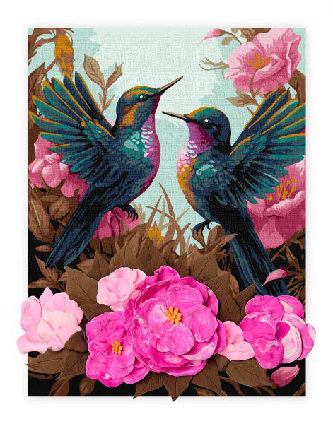 Картина по номерам Ideyka Изящный колибри с красками и воздушной глиной 30x40 см (Id-30004)