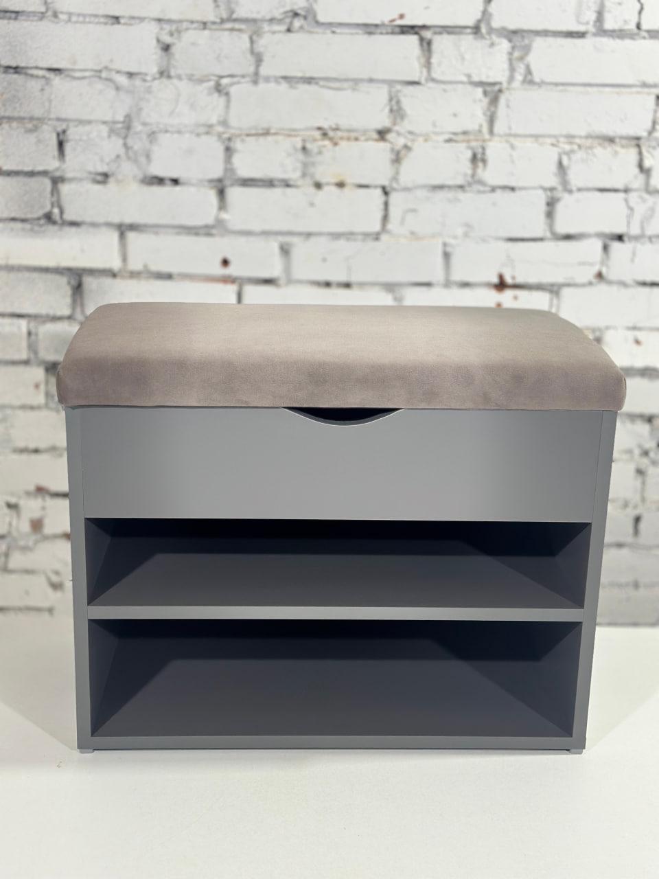 Тумба для обуви ДСП/ткань 30х80х45 см Графитовый/Капучино - фото 2