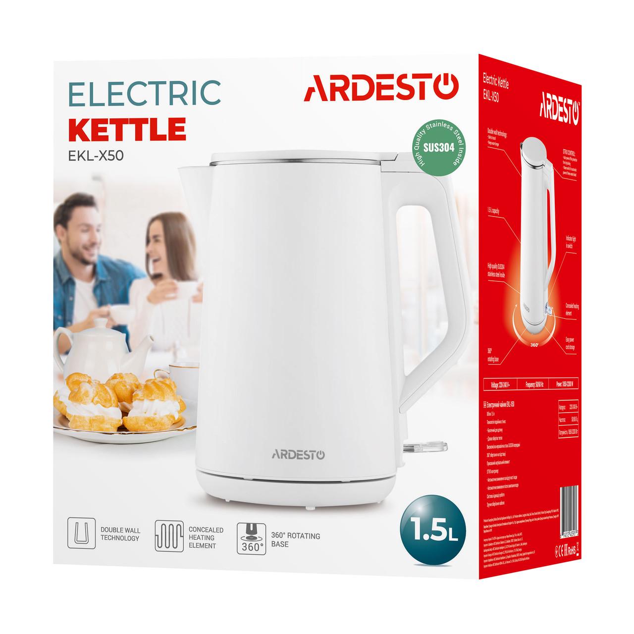 Електрочайник Ardesto Strix, подвійні стінки глянець 1,5 л Білий (EKL-X50) - фото 7 Електрочайник Ardesto Strix, подвійні стінки глянець 1,5 л Білий (EKL-X50) - фото 7