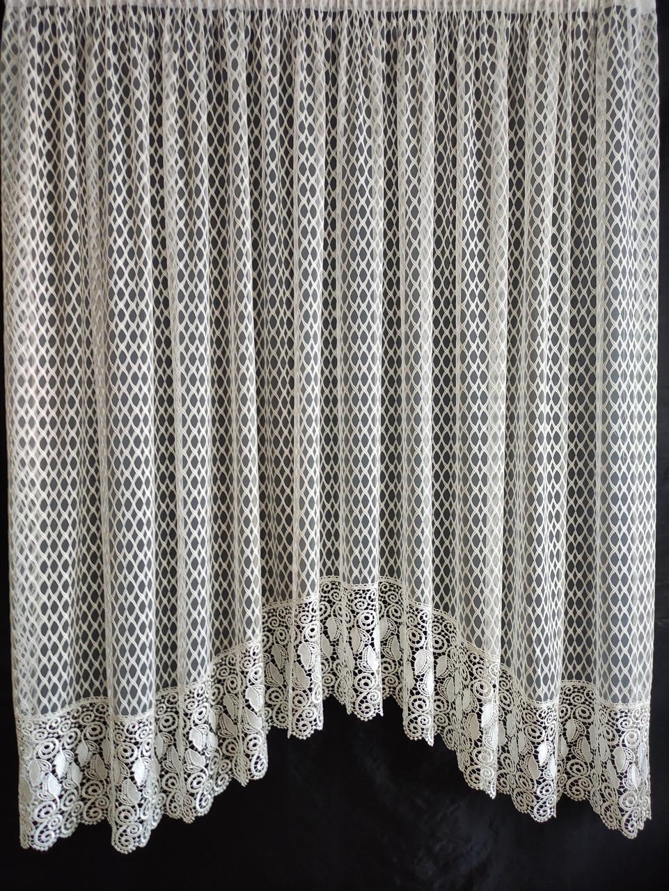 Занавеска аркой Ромб с кружевом 300х180 см Молочный (а30 м-1рм)