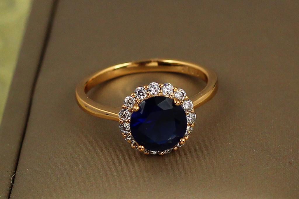 Кольцо Xuping Jewelry Площадки с синим камнем р. 19 Золотистый Кольцо Xuping Jewelry Площадки с синим камнем р. 19 Золотистый