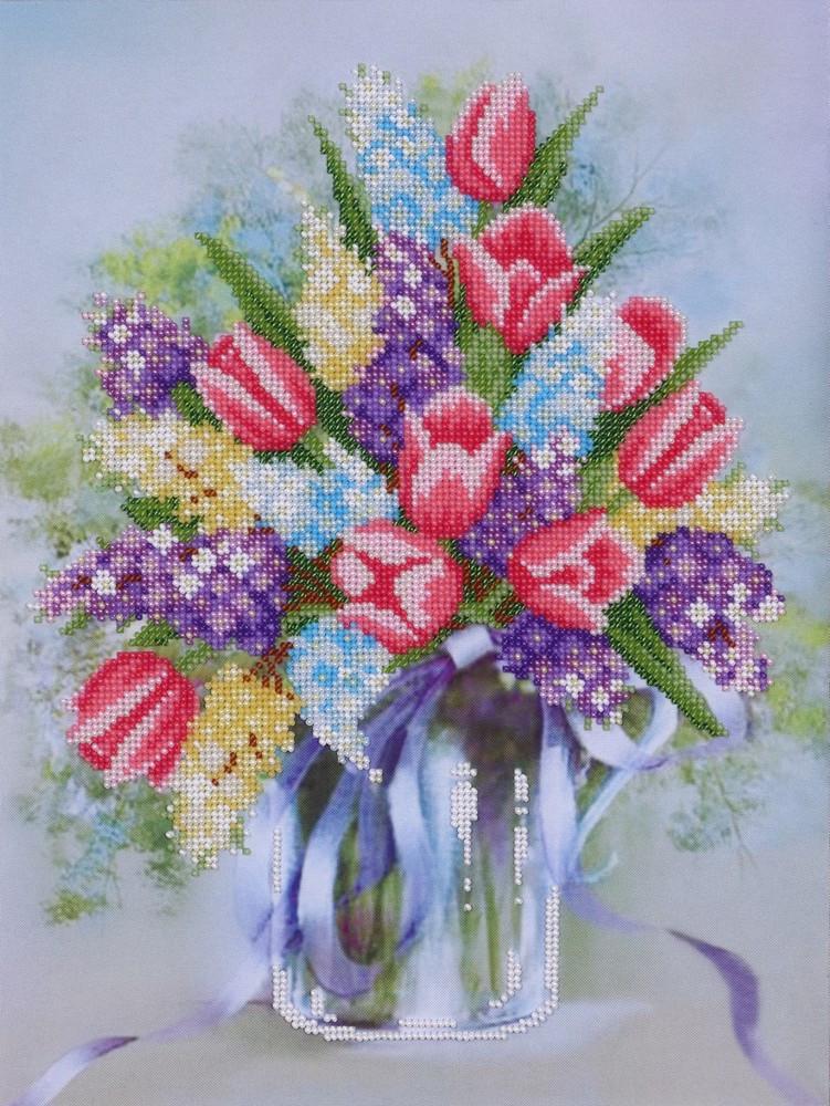 Вишивка бісером Весняний букет часткова викладка 27х35 см (1491880729)