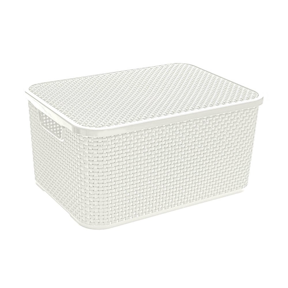 Ящик для хранения BranQ Rattan с крышкой 19 л Античный Белый (BRQ1724-white)