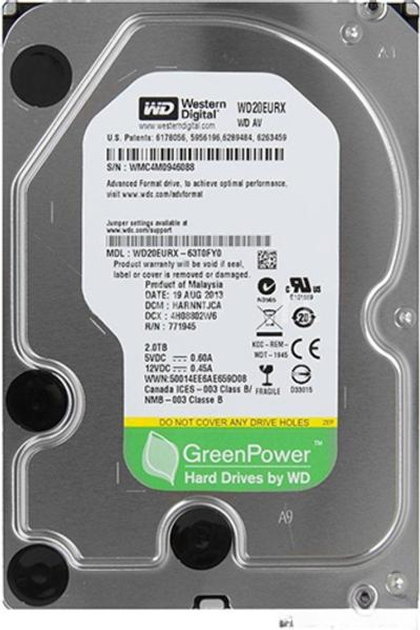 Накопитель HDD Caviar SATA 2,0 Tb WD AV-GP 64 Mb (WD20EURX)