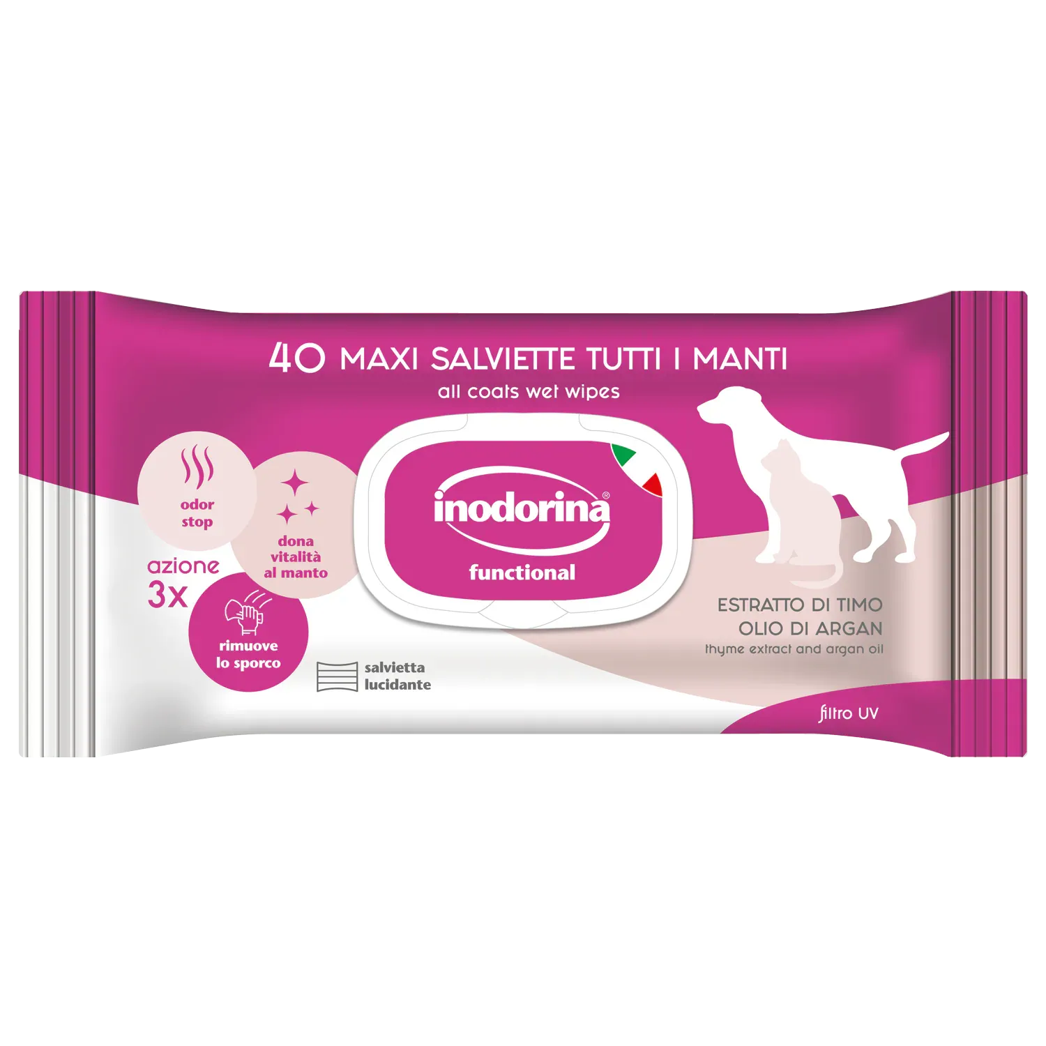 Вологі серветки Inodorina Estratto Di Timo Olio Di Argan 40 шт.