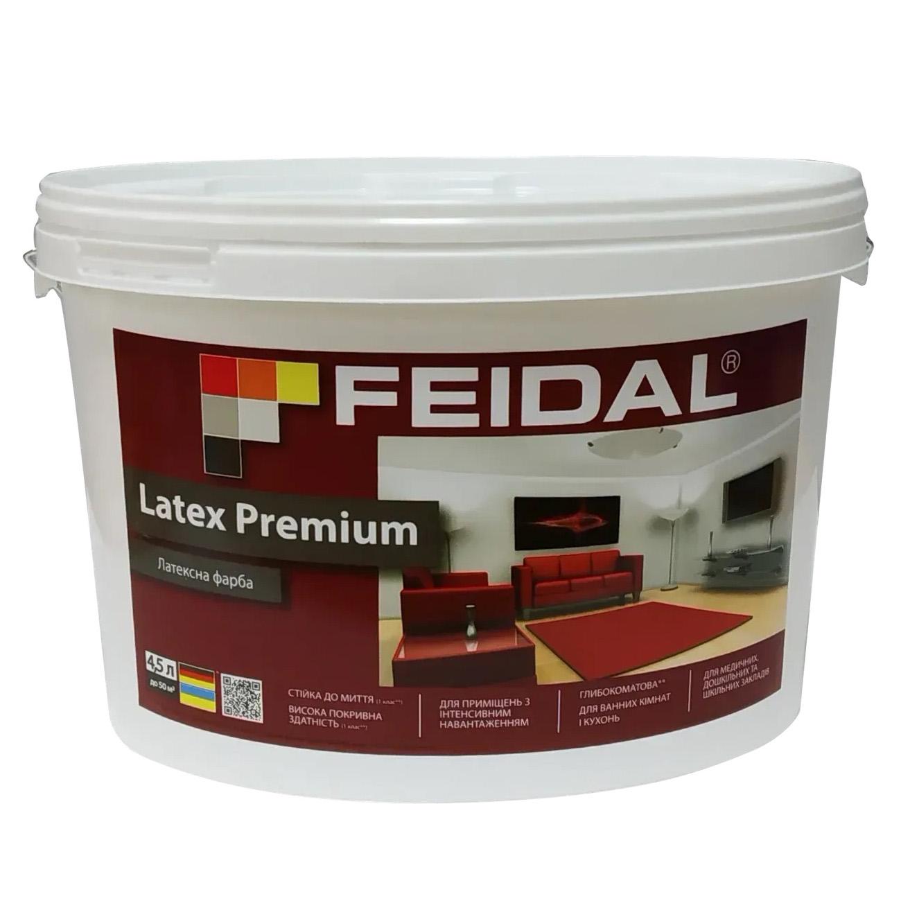 Краска латексная Feidal Latex Premium глубокоматовая для помещений с высокой нагрузкой 4,5 л Краска латексная Feidal Latex Premium глубокоматовая для помещений с высокой нагрузкой 4,5 л