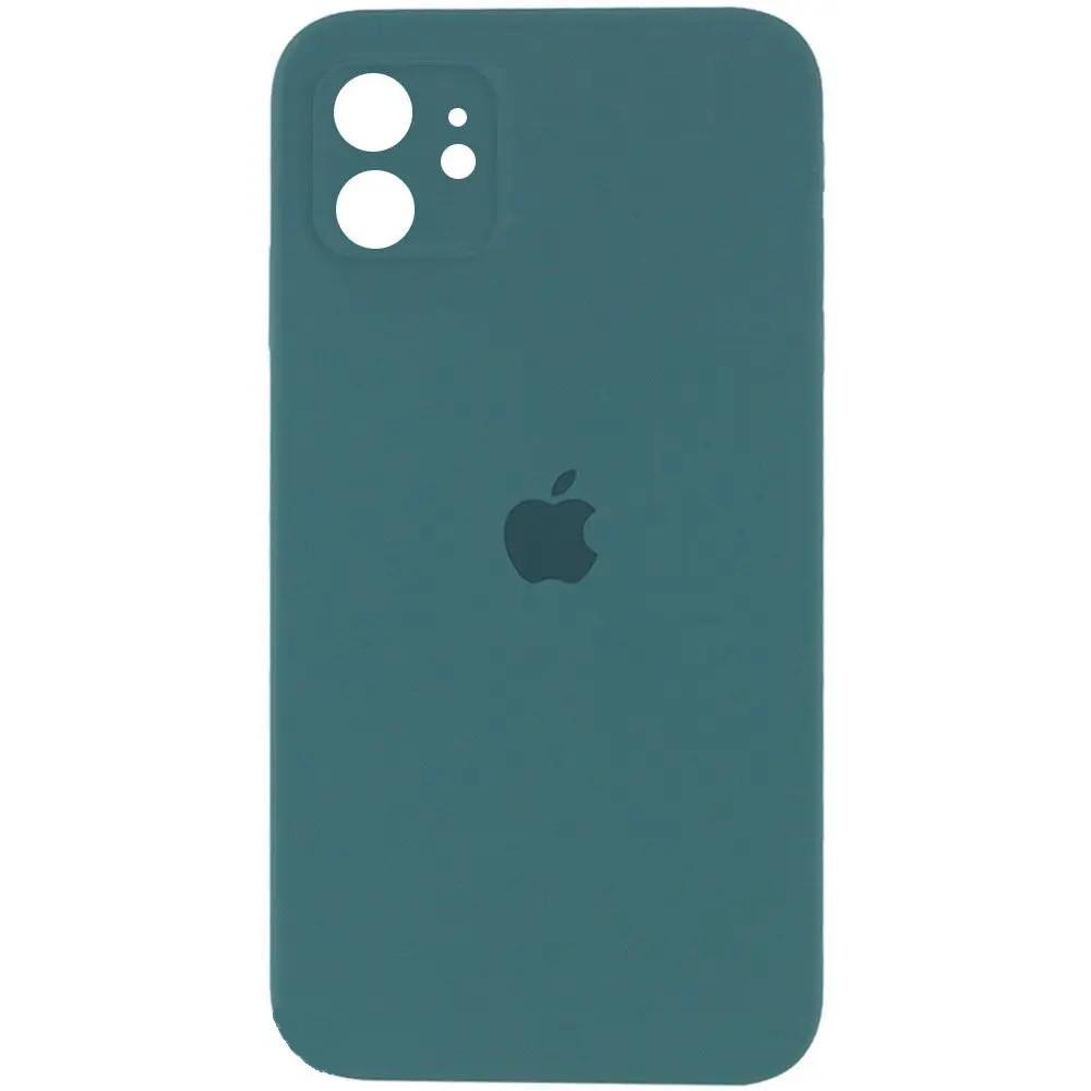 Силіконовий Чохол Накладка з Квадратними Бортиками Silicone Case для iPhone 11 Pine Green - фото 1