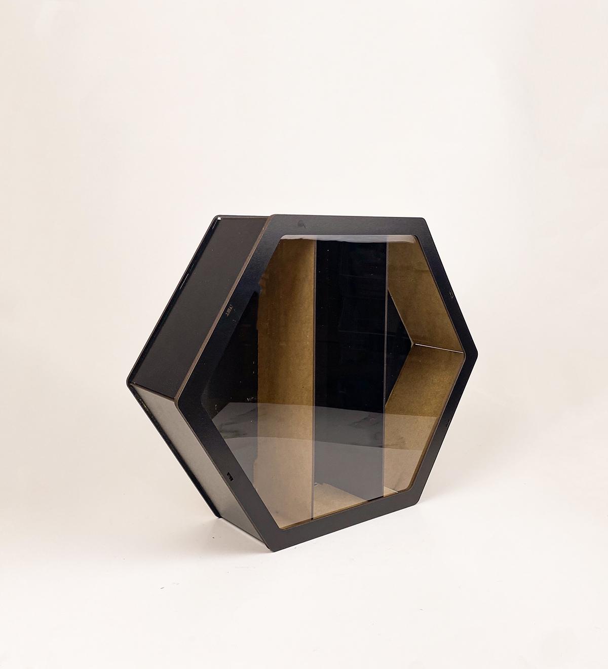 Коробка шестигранна, з прозорою кришкою Чорний (5699)