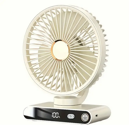 Вентилятор портативный Fan аккумуляторный с подсветкой Бежевый (U-2787W) - фото 1