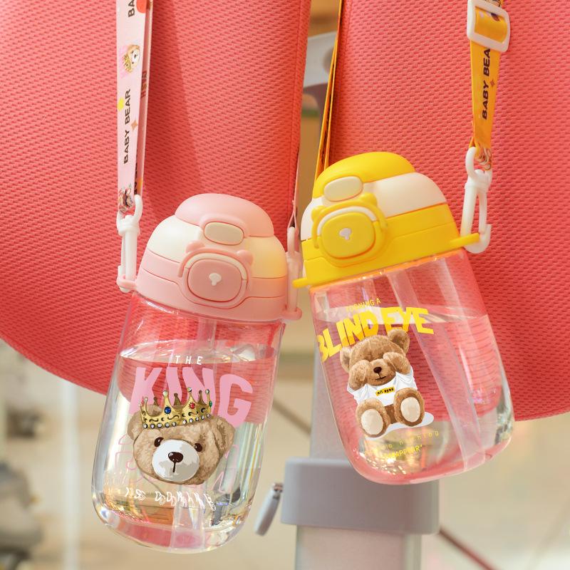 Поїльник дитячий для води з трубочкою та ремінцем 600 мл Жовтий (LJC-21107) - фото 2