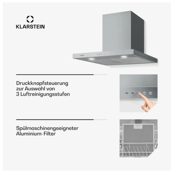 Витяжка для кухні KLARSTEIN Limelight з підсвічуванням 60 см 600 м3/год 75 Вт (10034976) - фото 7