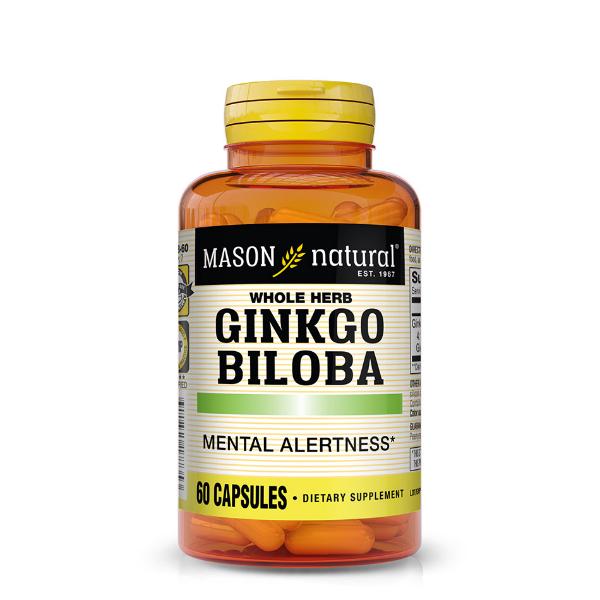 Натуральна добавка з гінкго білобою Mason Natural Whole Herb Ginkgo Biloba 60 капс. (000021181)
