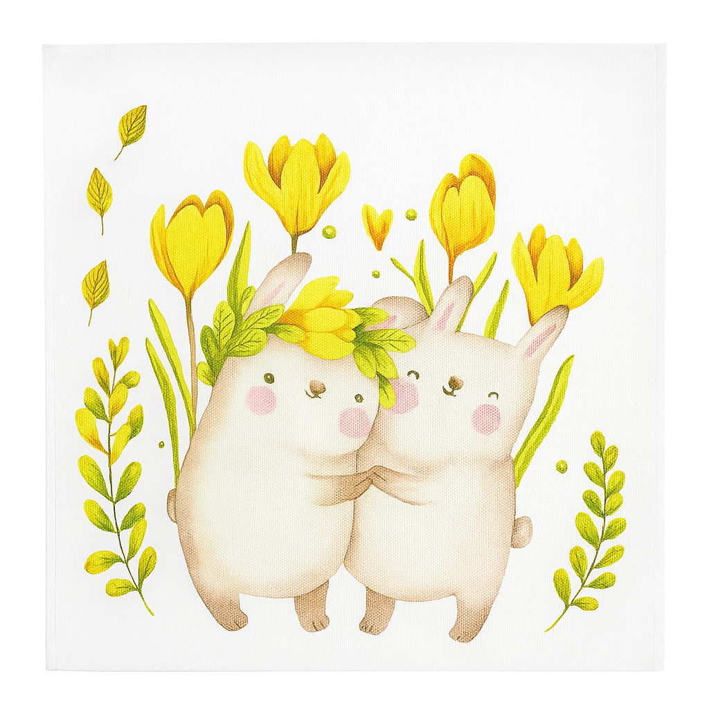 Салфетка на стол для корзины Presentville Пасхальные кролики (SLF_22U002)