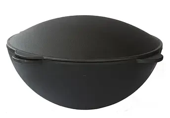 Казан наманганський Davr Metall чавунний з круглим дном з кришкою-садж на 12 л Чорний (132-131-UZ1-12) - фото 2